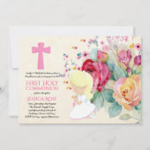 Hübsche Erste Heilige Kommune lädt Blume ein Einladung (Vorderseite)
