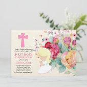 Hübsche Erste Heilige Kommune lädt Blume ein Einladung (Stehend Vorderseite)