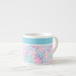 Hübsche Espresso-Tasse, rosa Rosen, weiße Schmette Espressotasse