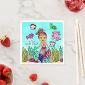Hübsche Ethnic Mermaid Birthday Serviette (Beispiel)