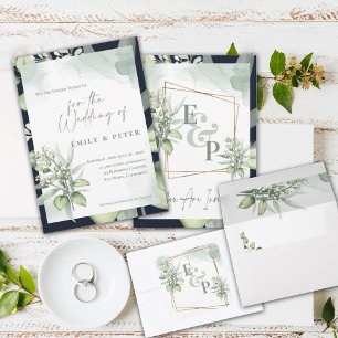 Hübsche Eukalyptus-Blätter Monogram Greenerity Wed