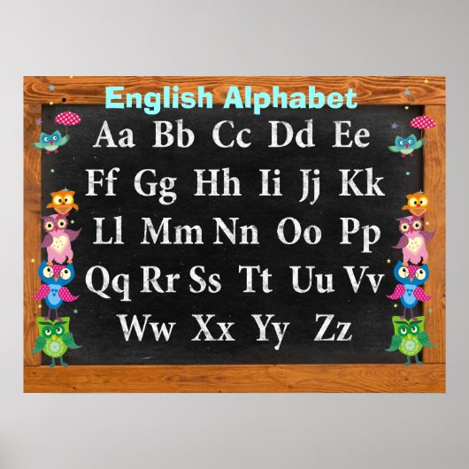 Hübsche Eule Alphabet individuell anpassbar Poster (Vorne)