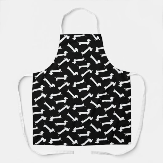 Hübsche Extra-lange Dackeln Schwarz-Weiß Schürze (Vorderseite)