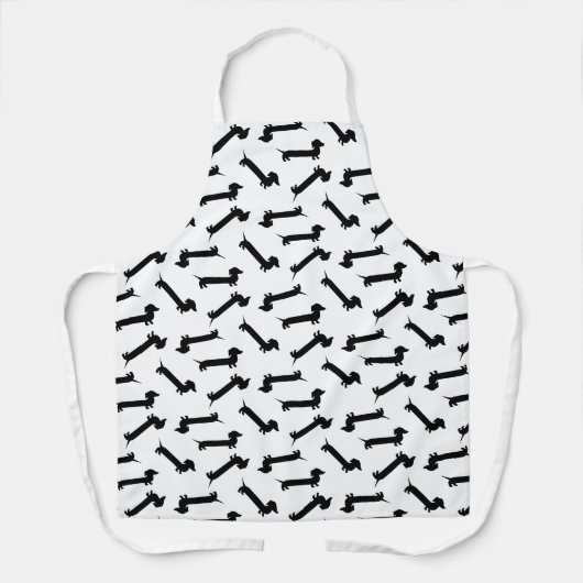 Hübsche Extra-lange Dackeln Schwarz-Weiß Schürze (Vorderseite)