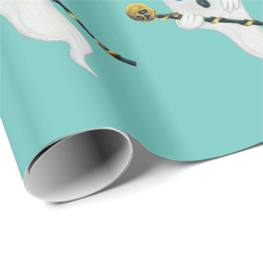 Hübsche Extravagante Geister in Top Hats mit Schäd Geschenkpapier (Rolleneckpunkt)