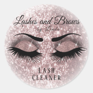 Hübsche Eyelashes Lash Cleaner Design - Rose Runder Aufkleber