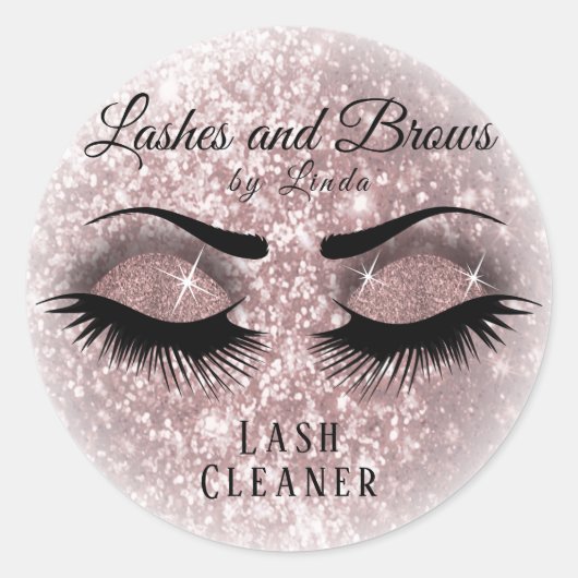Hübsche Eyelashes Lash Cleaner Design - Rose Runder Aufkleber (Vorderseite)