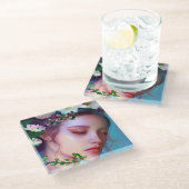 Hübsche Faible Blume in Fantasy Art Glasuntersetzer (Schrägansicht)