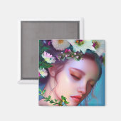 Hübsche Faible Blume in Fantasy Art Magnet (Vorderseite/Rückseite)