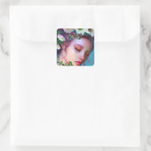 Hübsche Faible Blume in Fantasy Art Quadratischer Aufkleber (Tasche)