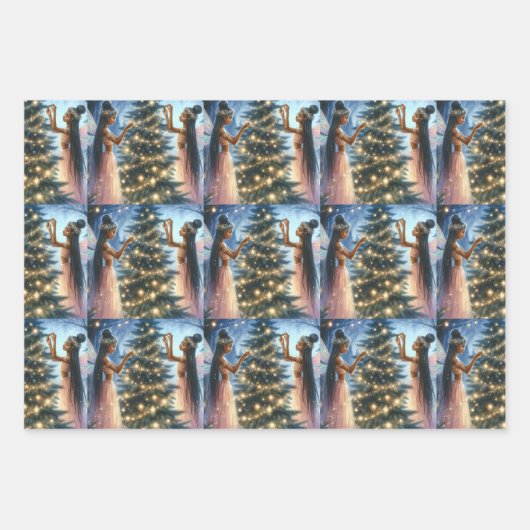 Hübsche Fairies schmücken den Weihnachtsbaum Geschenkpapier Set (Vorderseite 3)