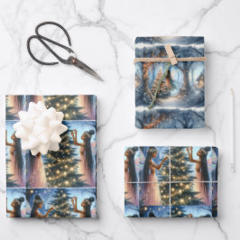 Hübsche Fairies schmücken den Weihnachtsbaum Geschenkpapier Set