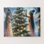 Hübsche Fairies schmücken den Weihnachtsbaum Puzzle (Horizontal)