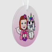 Hübsche Fairy & Regenbogen Einhorn & Schmetterling Ornament (Vorderseite)