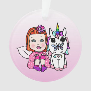 Hübsche Fairy & Regenbogen Einhorn & Schmetterling Ornament