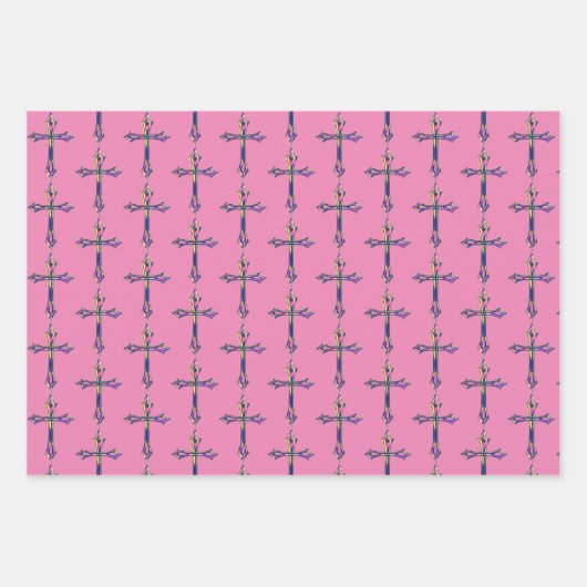 Hübsche Faith Cross farbenfrohe Osterwoche Geschenkpapier Set (Vorderseite 2)