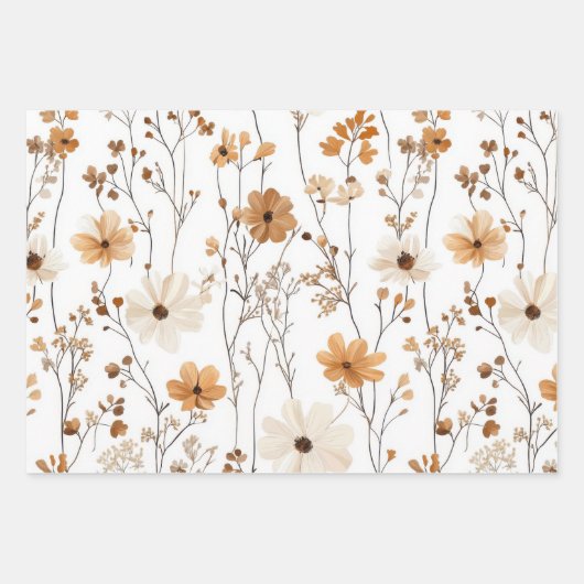 HÜBSCHE FALL BROWN MUSHZIMMER UND BLUME GESCHENKPAPIER SET (Vorderseite 2)