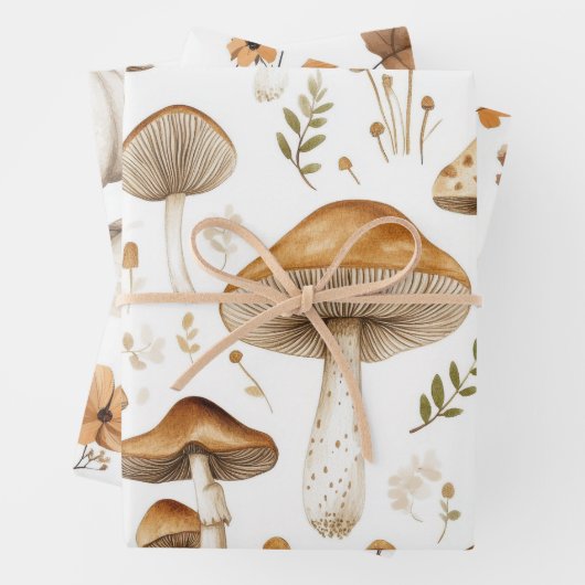 HÜBSCHE FALL BROWN MUSHZIMMER UND BLUME GESCHENKPAPIER SET (Beispiel)
