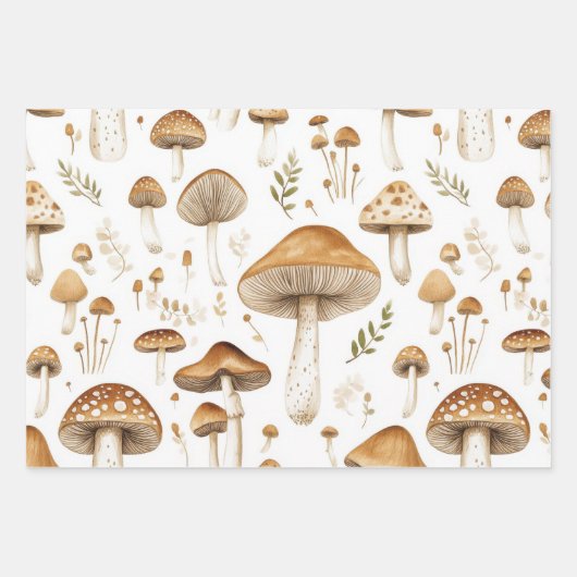 HÜBSCHE FALL BROWN MUSHZIMMER UND BLUME GESCHENKPAPIER SET (Vorderseite)