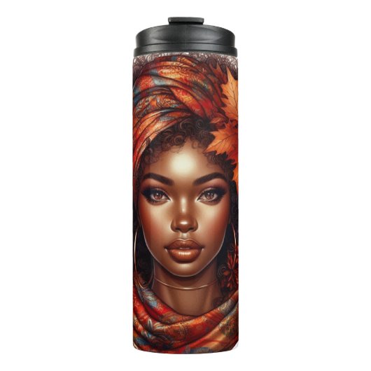 HÜBSCHE FALL-HERBST-THEMA DER AFRIKANISCHEN AMERIK THERMOSBECHER (Vorderseite)