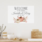 Hübsche Fall Pumpkins Bouquet Wedding Poster (Küche)