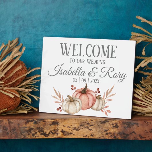 Hübsche Fall Pumpkins Bouquet Wedding Tabletop Zei Fotoplatte (Seite)