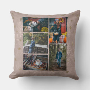 Hübsche Fall Rose Gold Blätter Fünf FotoCollage Kissen