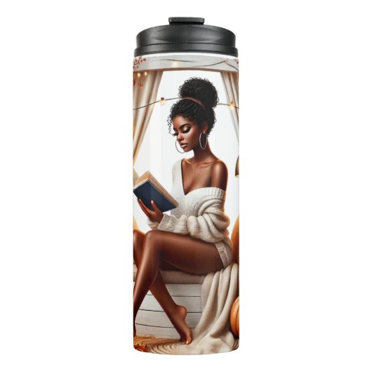 HÜBSCHE FALL THEMED AFRIKANISCHE AMERIKANISCHE FRA THERMOSBECHER (Vorderseite)