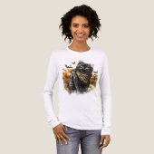 HÜBSCHE FALL THEMED SCHWARZE KATZE MIT PUMPKINS Tri-Blend SHIRT (Vorderseite voll)