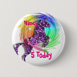 Hübsche Fantasie Regenbogen Einhorn Personalisiert Button