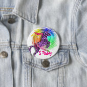 Hübsche Fantasie Regenbogen Einhorn Personalisiert Button (Beispiel)