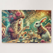 Hübsche Fantasy-Alice-und-Kaninchen-Teeparty Puzzle (Horizontal)