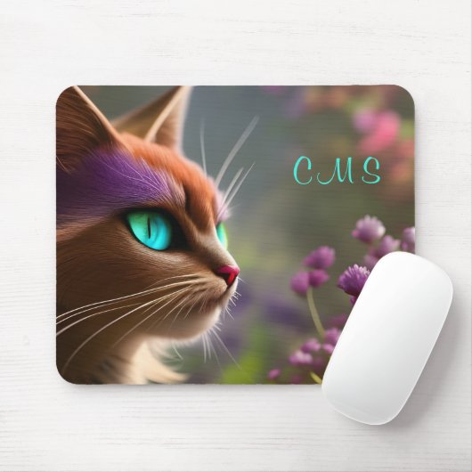 Hübsche Fantasy Chat Blume *Monogramm* Mousepad (Mit Mouse)