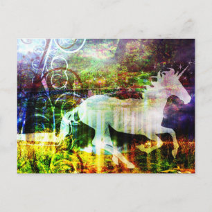 Hübsche Fantasy Land Fairy Tale Unicorn Postkarte