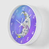 Hübsche Fantasy White Moon Face farbenfrohe Dekora Uhr (Winkel)