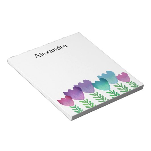 Hübsche Farbe Wasserfarbe Blumenbezug Notizblock (angewinkelt)