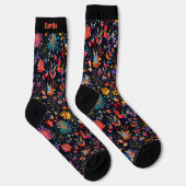 Hübsche Farben Botanischer Art Mitternacht Name Cu Socken (Rechts)