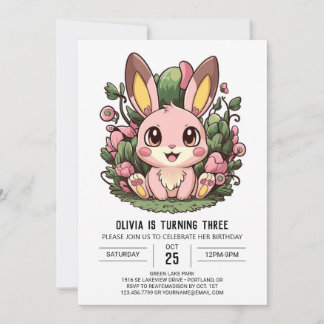 Hübsche Farben Bunny Digital Geburtstag Einladung