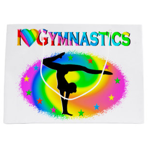 HÜBSCHE FARBEN-I-LIEBE GYMNASTICS-DESIGN GROßE GESCHENKTÜTE
