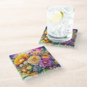 Hübsche Farben Wasserfarben Kunst, Dichtung und Mu Glasuntersetzer (Schrägansicht)