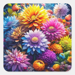 Hübsche Farben Wasserfarben Kunst, Dichtung und Mu Quadratischer Aufkleber