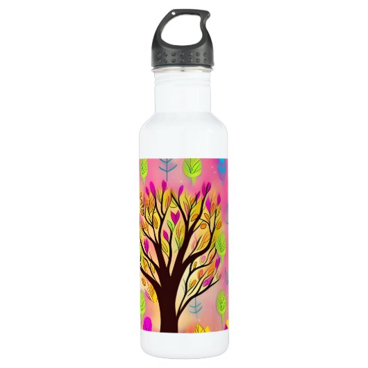 Hübsche Farbenblüte Edelstahlflasche (Vorderseite)