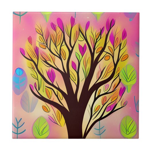 Hübsche Farbenblüte Fliese (Vorderseite)