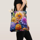 Hübsche farbenfrohe AI-Kunst-Blumen Tasche (Von Nahem)
