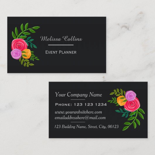 Hübsche Farbenfrohe Blumen auf dem Schwarzen Meer Visitenkarte (Vorne/Hinten)