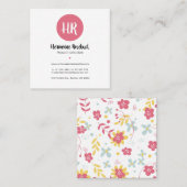 Hübsche farbenfrohe Blumenmuster-Visitenkarte Quadratische Visitenkarte (Vorne/Hinten)