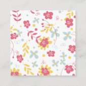 Hübsche farbenfrohe Blumenmuster-Visitenkarte Quadratische Visitenkarte (Rückseite)