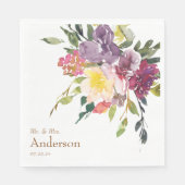 Hübsche, farbenfrohe Blüte Mr. & Mrs. Wedding Serviette (Vorderseite)