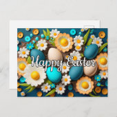 Hübsche farbenfrohe festliche OsterCollage Postkarte (Vorne/Hinten)