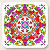 Hübsche farbenfrohe Kardinäle und Blume Getränkeuntersetzer (Vorderseite)